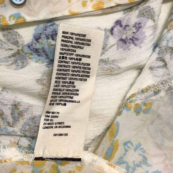 Free People Ivory White Satin Hold On To Me Floral Printed Top New Size Medium - Picture 5 of 6